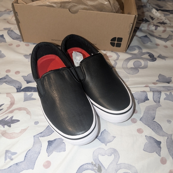 Shoes For Crews Shoes - Shoes For Crews Black and White Kids Slip-On Sneakers